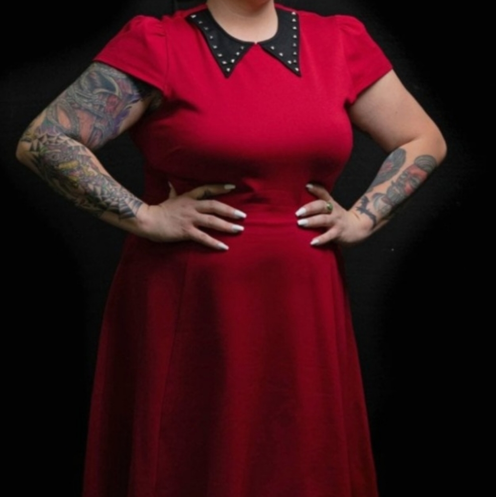 Sourpuss Stud Collar Dress - Plus Size XXXL Pinup Rockabilly
